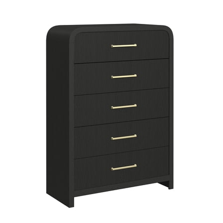 Woodridge  5-Drawer Chest in Black with Grain