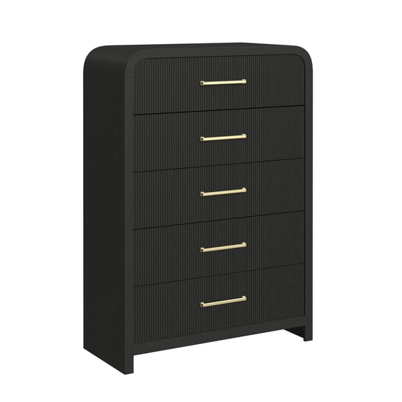 Woodridge  5-Drawer Chest in Black with Grain