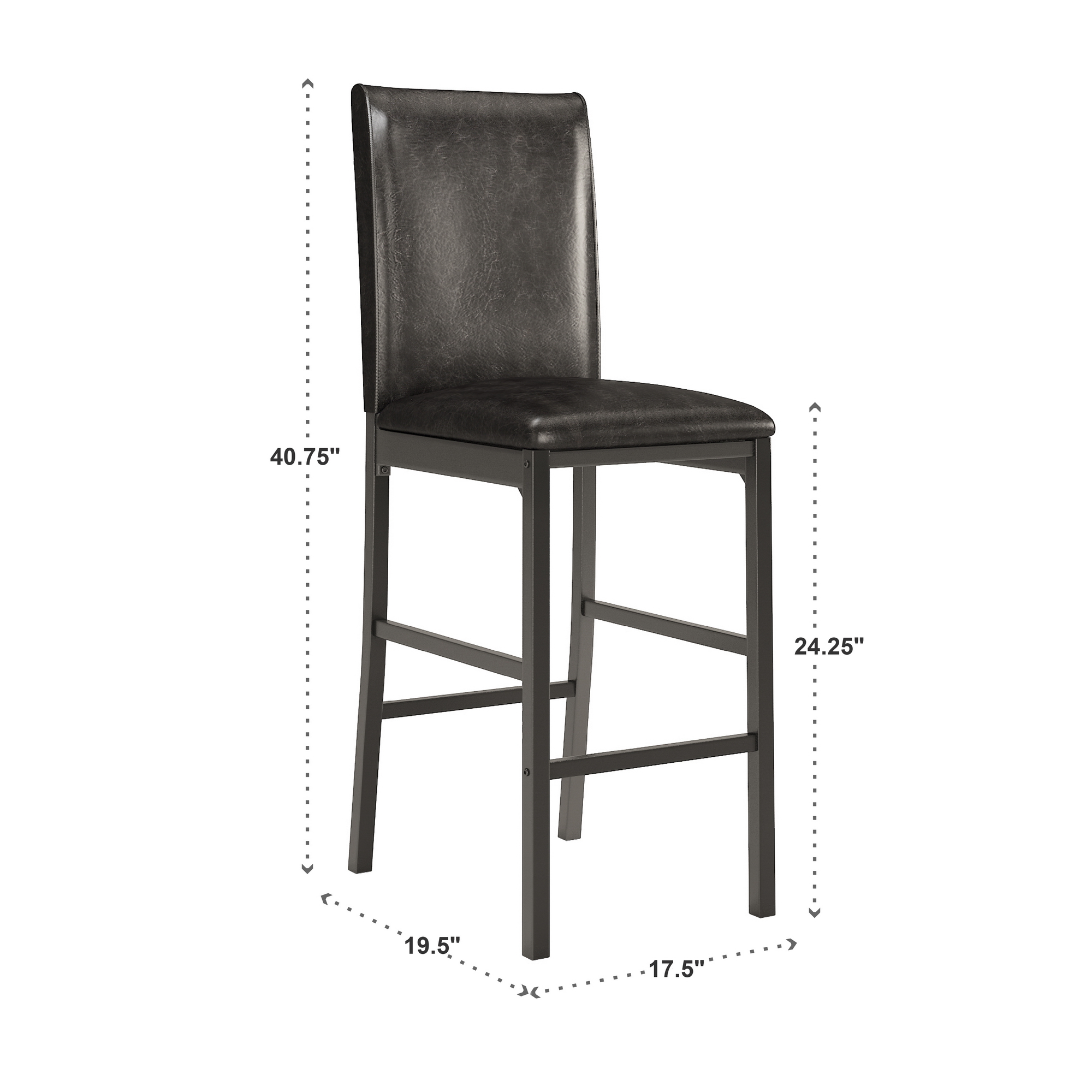 Weston Home Declan Faux Leather Metal Counter Height Chair, Dark Brown (Set of 4)