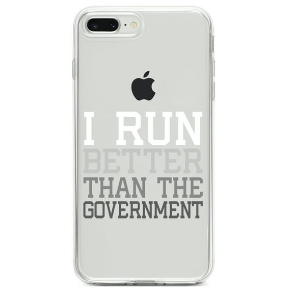 DistinctInk Clear Shockproof Hybrid Case for iPhone 7 PLUS / 8 PLUS (5.5" Screen) TPU Bumper Acrylic Back Tempered Glass Screen Protector - I Run Better Than the Government