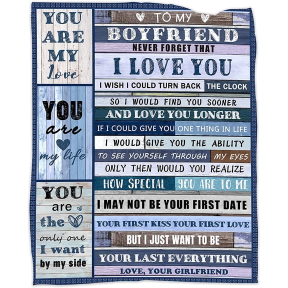 to My Boyfriend Gifts Blanket Romantic for Him Best Birthday Anniversary Valentines Presents 50*60 inch Bed Chair Sofa Couch Home Decor Christmas Valentine Day Gift