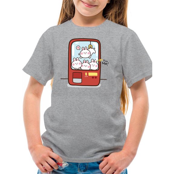 Cute Bunny Crane Game T-Shirt Juniors -Image by Shutterstock, x-Large