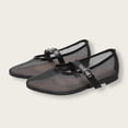 thumbnail image 2 of Womens Mesh Mary Jane Flats Breathable Ballet Flats with Adjustable Buckle Strap Black,Size 6, 2 of 6