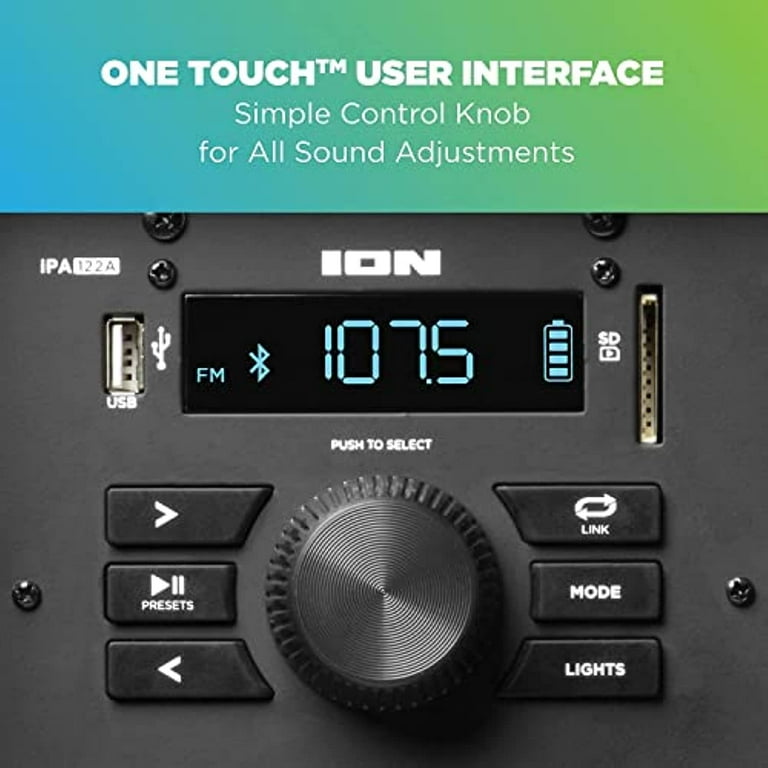 Restored Ion Audio Total PA Glow Max Bluetooth PA Speaker System W Microphone Stand Refurbished