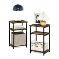thumbnail image 2 of Furinno Just 3-Tier Industrial Metal Frame End Table with Storage Shelves, 2-Pack, Amber Pine, 2 of 5