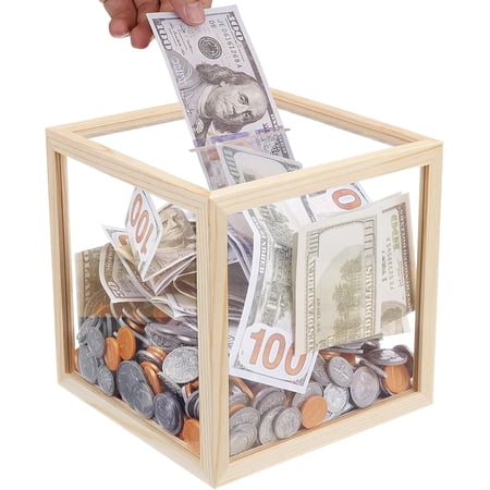 Acrylic Piggy Bank for Adults, Must Break to Access Saving Large Clear Acrylic Money Cash Box for Vacation Wedding Child's College Fund, Unopenable Big Clear Saving Money Cash Bank Jar