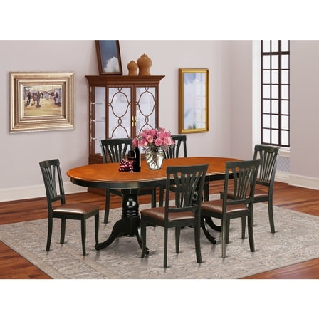 Dining Room Table Set 7 Piece Oval Table & Chairs - Black Cherry Finish - Modern Design