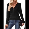 thumbnail image 2 of Suéter Holgado de Punto Acanalado con Cuello de Media Cremallera para Mujer, Blusas Casuales de Larga de Color Liso, Blusas Cómodas y Cálidas Negro S, 2 of 8