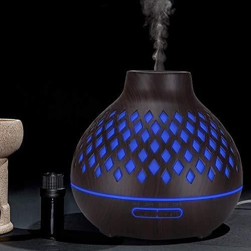 400ml Ultrasound Aromatherapy Diffusers Remote Control Air Quiet Diffuser Wood Grain SK DEPOT Essential Oil Diffuser Aroma Diffusers Humidifier 7 Colors of Lights and for Bedroom Yoga Spa