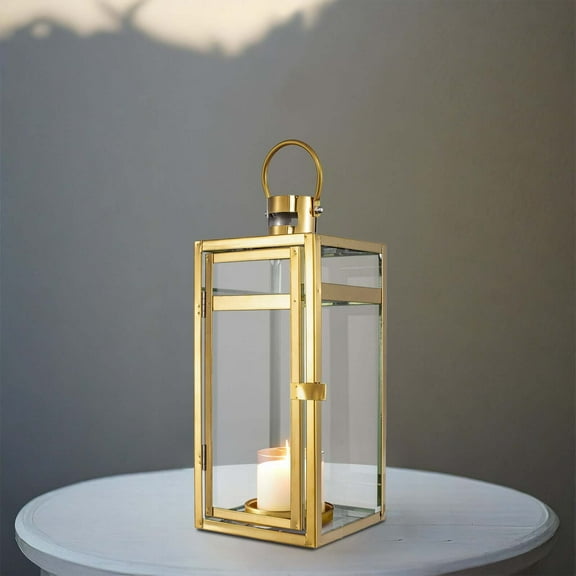 Efavormart 12.5" GOLD Stainless Steel Lantern Candle Holder Tabletop Centerpiece