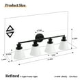 thumbnail image 5 of KAISITE Bathroom Vanity Light Fixtures 4 Lights Modern Bathroom Lighting Fixtures over Mirror with Frosted Milky Glass Shade Black Wall Sconce for Bath Bedroom, 5 of 9
