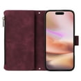 thumbnail image 6 of for iPhone 16 Multifunctional Case Wallet with Card Slots, Premium Soft PU Leather Zipper Folio Flip with Crossbody Strap Kickstand Zipper Phone Cover for iPhone 16, Winered, 6 of 9