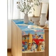 thumbnail image 5 of Holiday Dogs Table Runner, Oil Painting Summer Beach Ocean Sky Cotton Linen Kitchen Table Decoration Washable Dining Tabletop Runners for Home Party Decor 13x60 Inches, 5 of 9