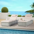 thumbnail image 2 of Outdoor Chaise Lounge Chair Set, 2pcs Rattan Outdoor Lounge Chairs for Outside with Folding Tray, Outdoor Lounger Recliner with Cushions for Patio, Poolside, Garden, 2 of 8
