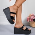 thumbnail image 4 of Narveanno Womens Slip-on Platform Wedge Sandals Open Toe High Heel Two Strap Wedge Mules Slides Prom Summer Dress Shoes, 4 of 8
