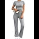 thumbnail image 3 of Mono de Yoga de Corta para Mujer, Sin Costuras, Acanalado, con Cuello Cuadrado y Tirantes Finos Negro XL, 3 of 10