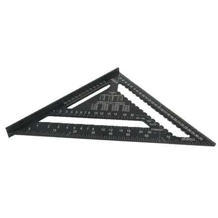 

12in Triangle Ruler Aluminum Alloy Woodworking Carpentry Measuring Tools Black