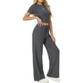 thumbnail image 2 of MINTREUS Lounge Sets for Women Short Sleeve Tops Wide Leg Pants Comfy Loungewear Two Piece Outfits with Pocketed, 2 of 6