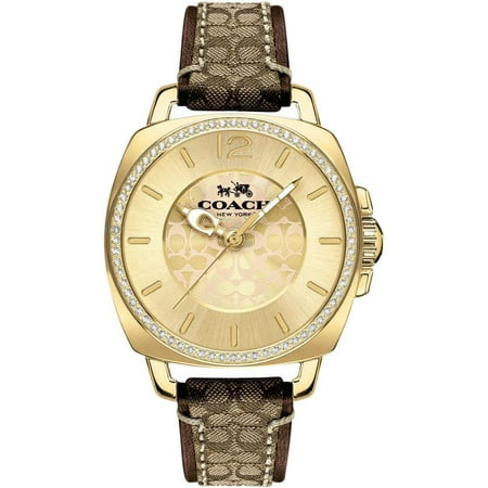 NEW WOMENS COACH (14503150 14502509) BOYFRIEND SIGNATURE BROWN GOLD TONE (Best Watches To Get Your Boyfriend)