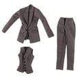 thumbnail image 3 of 3 piezas 1:6 Figura femenina Ropa para muñeca con chaleco Traje completo hecho a mano Chaqueta Pantalones Gris, 3 of 9