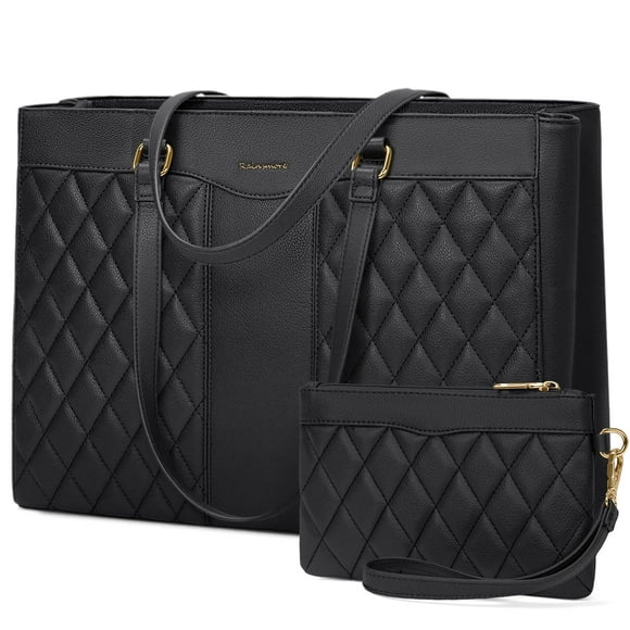 RAINSMORE Laptop Bag for Women 15.6 Inch Work Tote Bags Leather Laptop Tote Professional Laptop Purse Computer Handbag Womens Briefcase Tote with Clutch for Teacher Office Travel,