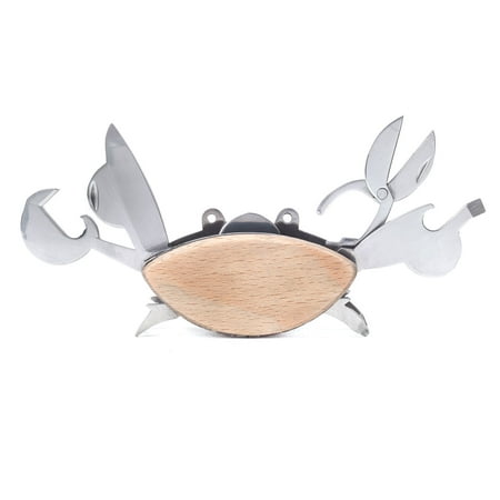 Kikkerland Cute Crab Multi Tool - 9-in-1 Pocket Tool Knife, Screwdrivers, Scissor, Can Opener, Bottle Opener, Saw,