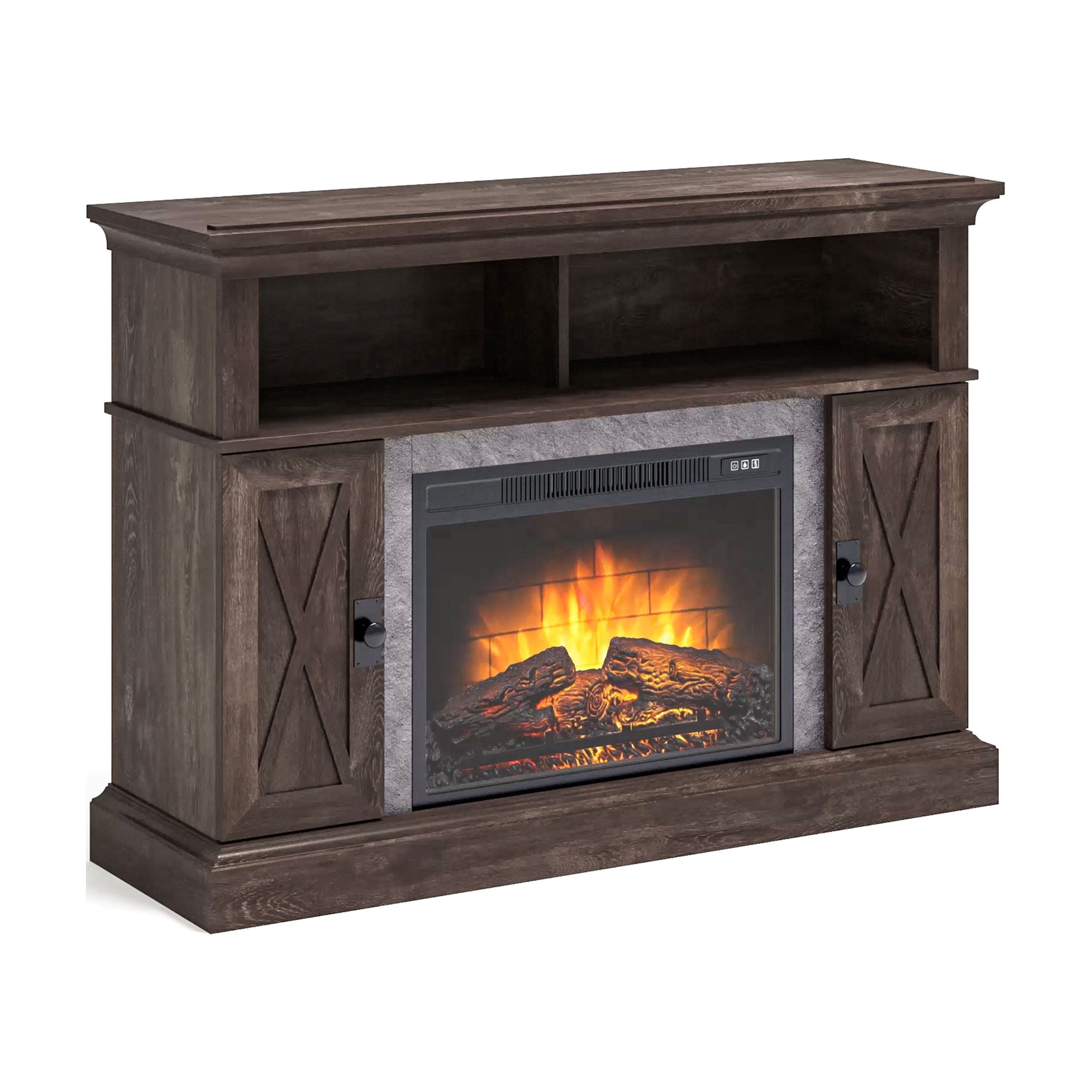Kellum Media Fireplace Console for TVs up to 55”, 48 Stand, Brown -  Walmart.com