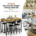 thumbnail image 4 of Lamerge Bar Dining Table Set for 4 Industrial Pub Table and Chairs, Kitchen Counter Height Table & 4 PU Leather Upholstered Stools with Backrest Space-Saving Dining Room Table Set for Small Space, 4 of 8