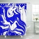 thumbnail image 1 of ABPHQTO Cortina de ducha azul cobalto y blanco digital hecha de poliéster curvo entrelazado 152x180 cm, 1 of 2