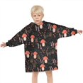 thumbnail image 3 of Red Mushroom Grass Black Pattern Blanket Hoodies for Kids 6-13YR Oversize Wearable Blanket Hoodies for Boys Girls Teens, 3 of 7