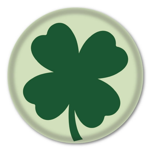 Green Four Leaf Clover Circle Button with Magnetic Badge Back