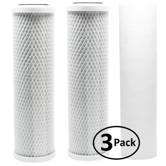 3-Pack Replacement for Filter Kit for Krystal Pure KR10 RO System - Includes Carbon Block Filters & Polypropylene Sediment Filter - Denali Pure Brand