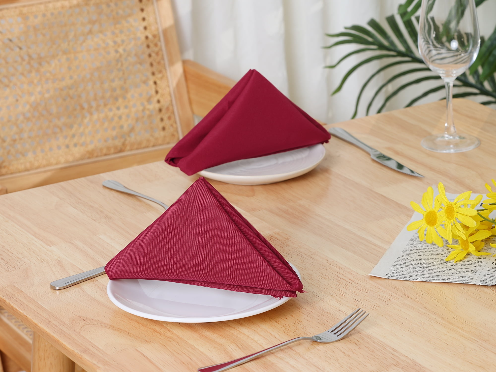 Unique Bargains 6 Pack Polyester Restaurant Cocktail Party Cloth Napkins Wine Red