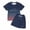 Navy, variant on GobdXE Girls Gradient 2-Piece Heartbeat Print Outfit, Ombre T-Shirt & Shorts Set Color:Navy,Size:5-6 Years