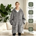 thumbnail image 2 of Wearable Blanket Hoodies for Women Men with Pocket, Zipper-up Adult Fuzzy Blanket Hoodies, Soft and Warm Sherpa Oversized Sweatshirt Blanket, Cute Birthday Gifts,, Gray, 2 of 10