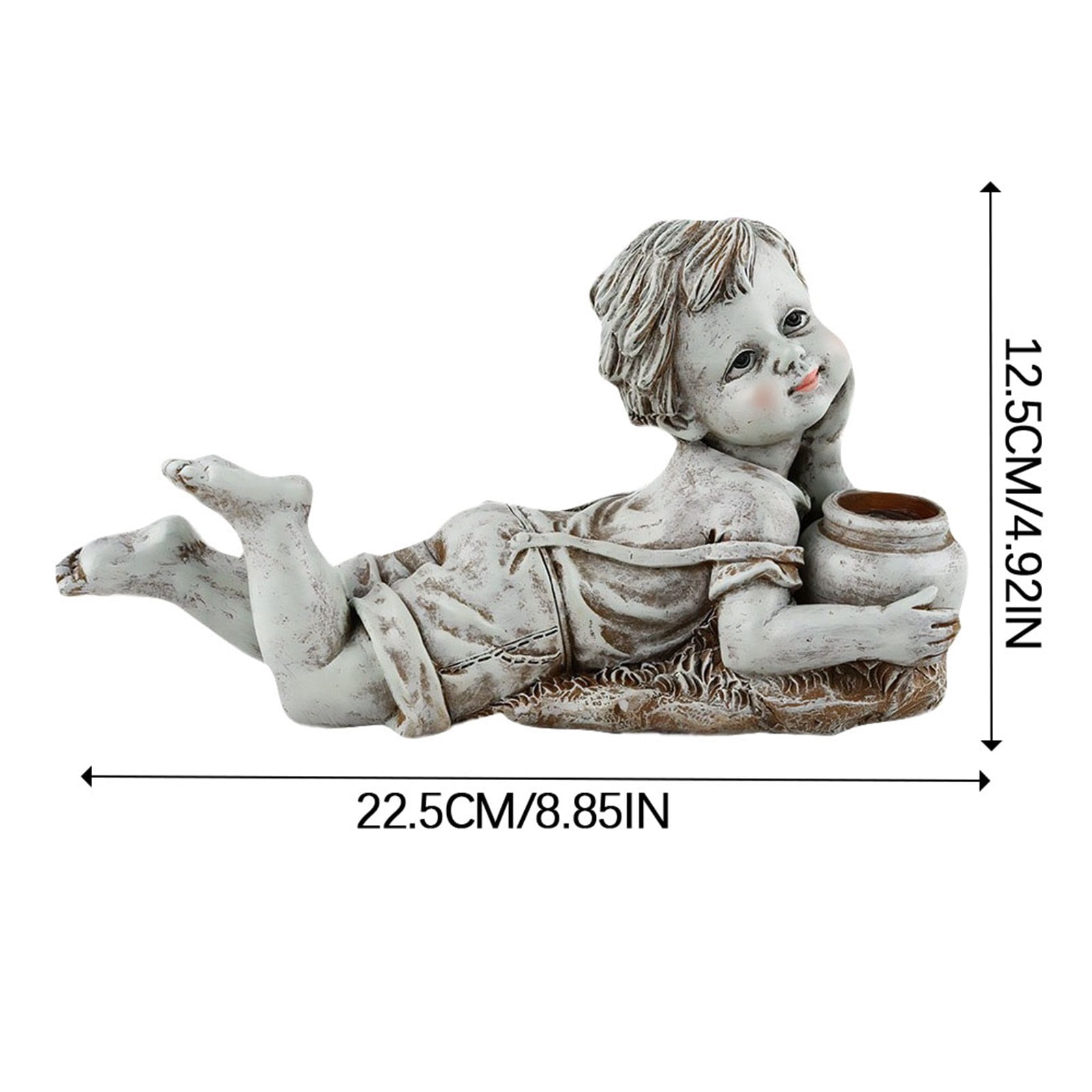 Garden Children Sculptures, Solar-Powered Outdoor Statues with Firefly Jar, Resin Boy and Girl Statues for Yard, Patio, Lawn, Whimsical Garden Decor, Solar Lighted Figurines(Boy)