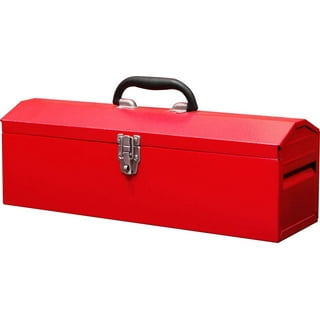 P.I.T. Portable 12” Heavy Duty Steel Tool Box with Metal Latch, White Hand  Carry Tool Cases for Tools Storage 