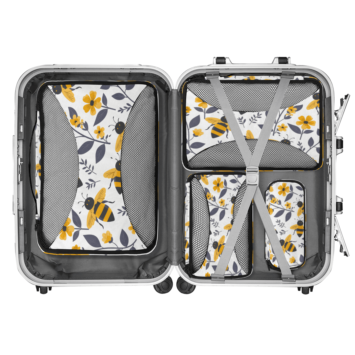 Floral Packing Cubes 4 Pcs Set, Packing Organizers for Suitcases with Ventilated Mesh, Lightweight Travel Luggage Organizers