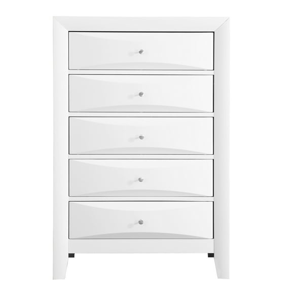 5-Drawer Chest of Drawers - Design, Real Wood Veneer, Nickel Hardware, Fully Assembled