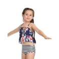 thumbnail image 3 of Seyurigaoka Little Girls 2PCS Bikini Set, Sling Floral Ruffle Top+Solid Color/Striped Panty, 3 of 4