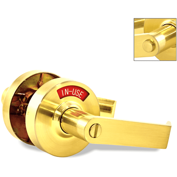 ADA Privacy Door Lock with Indicator in Satin Brass - Right-Handed