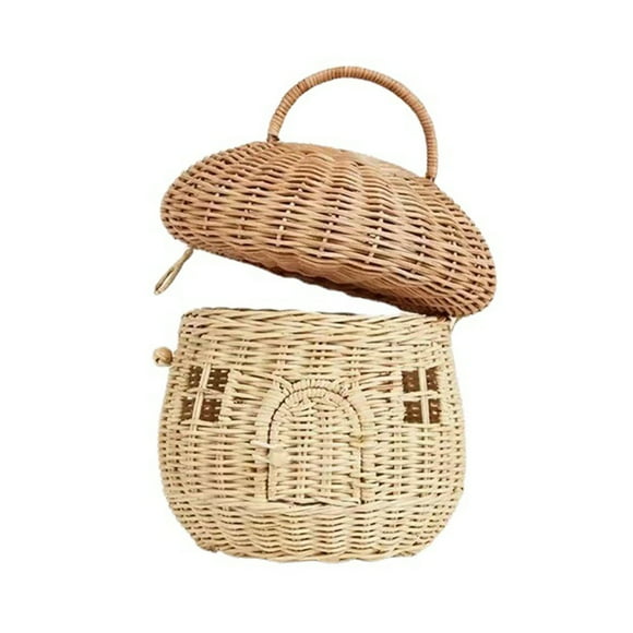 85 Free Shipping Ins Style Handmade Rattan Mushroom-shaped Storage Bag, Basket, Children’s Room Decoration, Photography Props