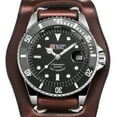 thumbnail image 2 of Military Royale Mechanical Mens Watch Brown Leather Black Dial Self-winding, 2 of 5