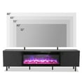 thumbnail image 7 of Erinnyees 70" Modern TV Stand with 36" Electric Fireplace, Fluted Design & Marble Top for TVs up to 80", Metal Leg Media Console, Black, 7 of 7