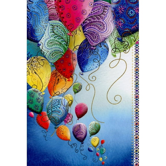 Pictura Vibrantly Patterned Balloons Floating Away Michele Frusciano Two Twenty Two Birthday Card