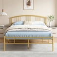 thumbnail image 4 of VECELO Full Size Bed Frame with Arched Headboard, Metal Platform Bed Frame with Underbed Storage Space, Heavy Duty Slats, No Box Spring Needed, Easy Assembly, Gold, 4 of 8