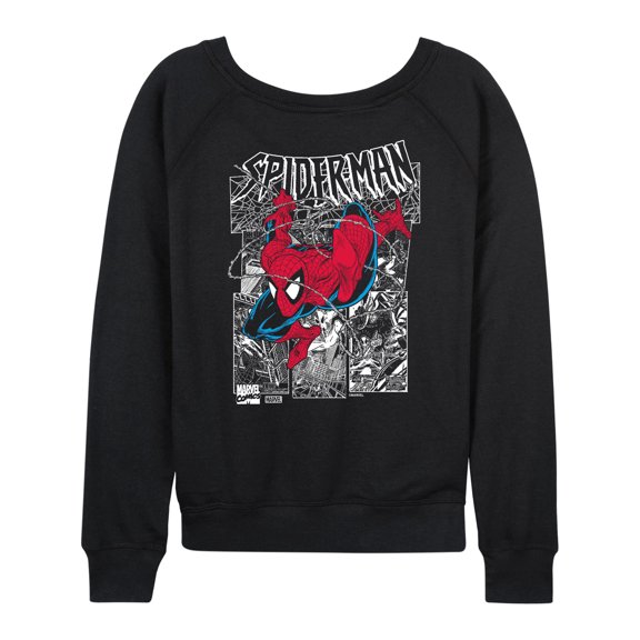 Marvel Spider-Man - Comic Panels - Ladies French Terry Pullover Sweatshirt