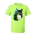 thumbnail image 2 of Earth Wolf Trees Mountains Nature Animal Lover Men's Graphic T-Shirt, Safety Green, 3XL, 2 of 3