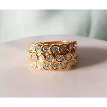 Men's Moissanite Cluster Pinky Wedding Ring 2Ct 14k Yellow Gold Plated