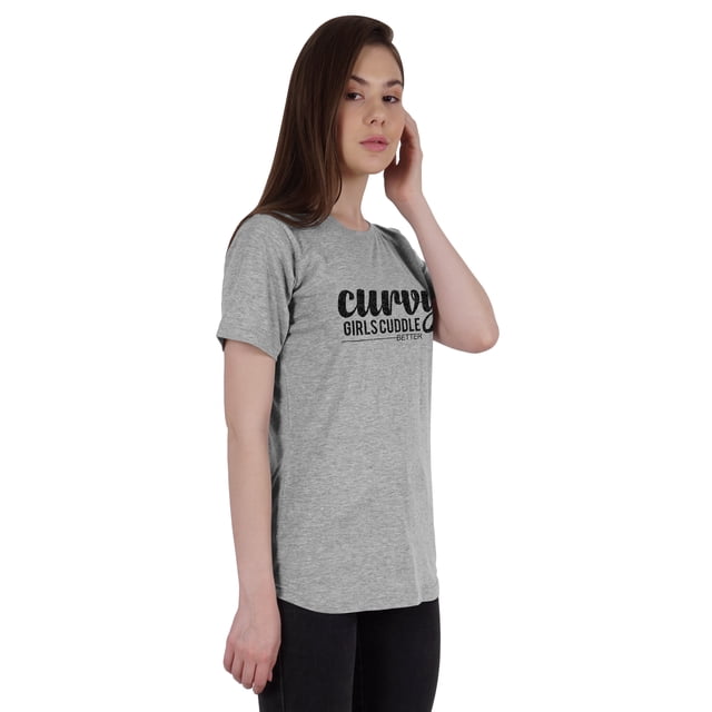 Inkmeso T-Shirt Graphique pour Femmes avec Citation "Curvy Girls Cuddle Better"